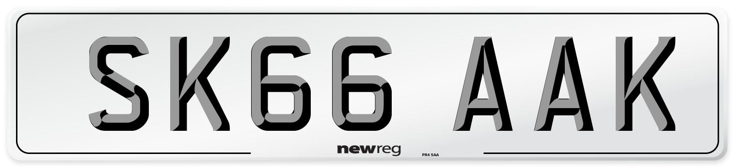 SK66 AAK Number Plate from New Reg